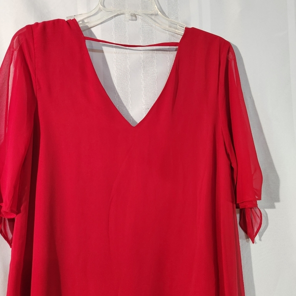 SOPRANO RED MINI CHIFFON DRESS SPLIT SLEEVES SIZE XSMALL - Picture 8 of 13